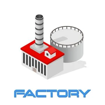 Vector isometric modern industrial and manufacturing factory building icon Stock Illustration