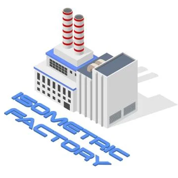 Vector isometric modern industrial and manufacturing factory building icon Stock Illustration