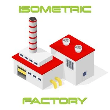 Vector isometric modern industrial and manufacturing factory building icon Stock Illustration
