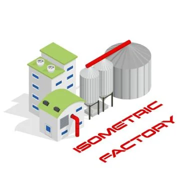Vector isometric modern industrial and manufacturing factory building icon Stock Illustration