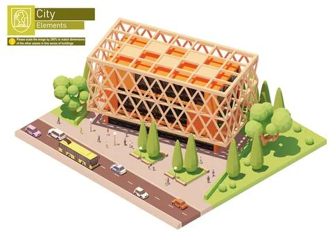 Vector isometric modern office building Stock Illustration