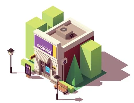 Vector isometric money exchange Stock Illustration