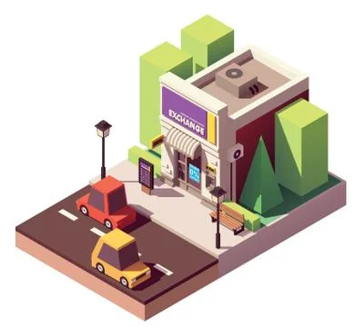Vector isometric money exchange Stock Illustration