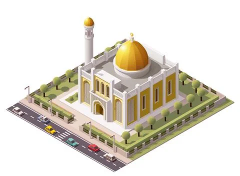 Vector isometric mosque Stock Illustration