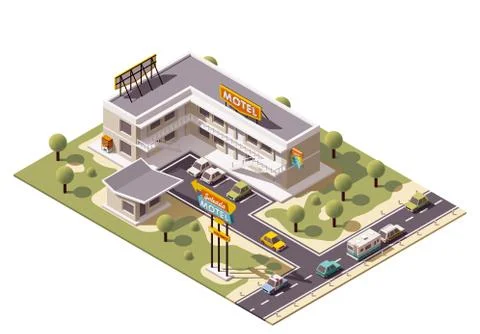 Vector isometric motel Stock Illustration