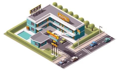 Vector isometric motel Stock Illustration