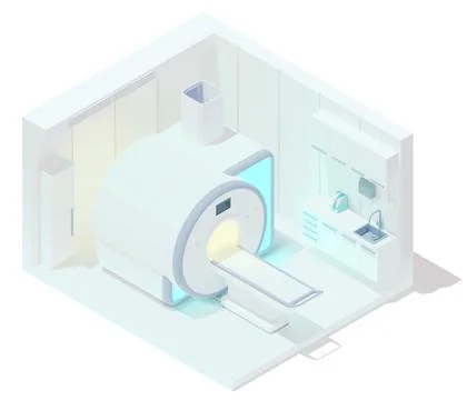 Vector isometric MRI and tomography room Stock Illustration