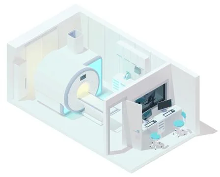 Vector isometric MRI and tomography room Stock Illustration