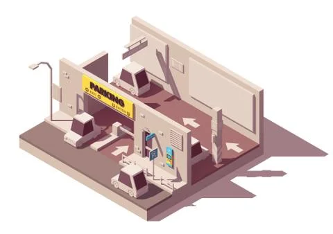 Vector isometric multistorey car parking Stock Illustration