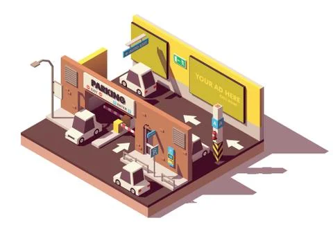 Vector isometric multistorey car parking Illustrazione stock