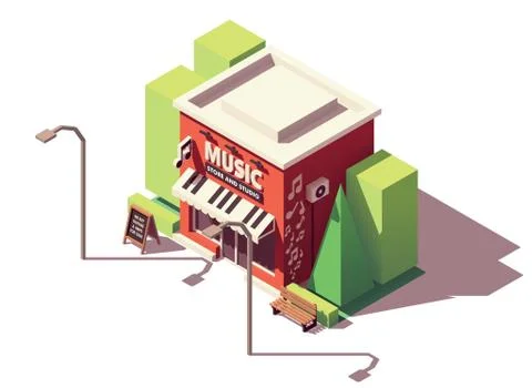Vector isometric musical instrument store Stock Illustration
