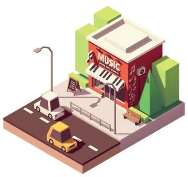 Vector isometric musical instrument store Stock Illustration