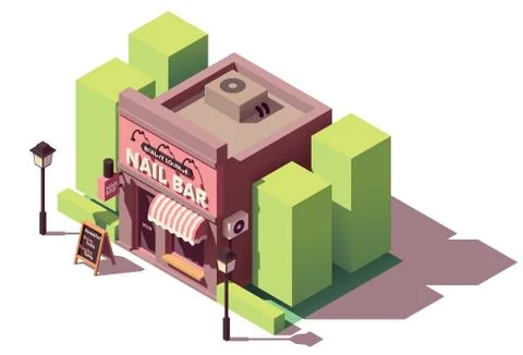 Vector isometric nail bar building Stock Illustration