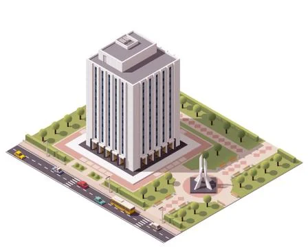 Vector isometric office building icon Stock Illustration