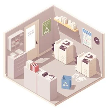 Vector isometric office copy room Stock Illustration