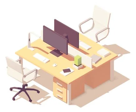 Vector isometric office desk Stock Illustration