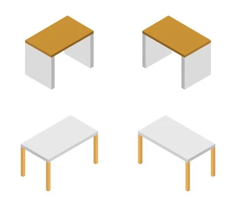 Vector isometric office desk on white background 스톡 일러스트