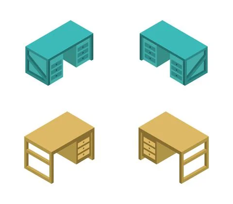 Vector isometric office desk on white background Stockillustratie