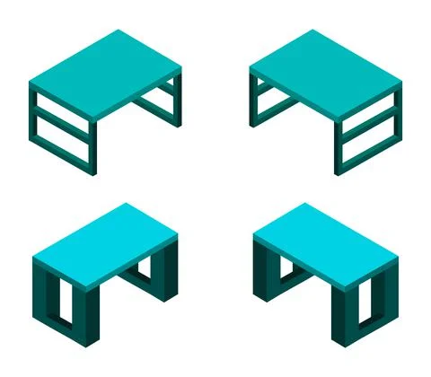 Vector isometric office desk on white background 스톡 일러스트