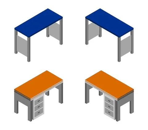Vector isometric office desk on white background 스톡 일러스트