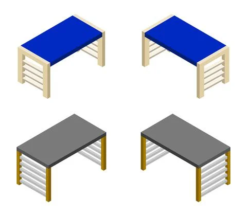 Vector isometric office desk on white background Stock Illustration