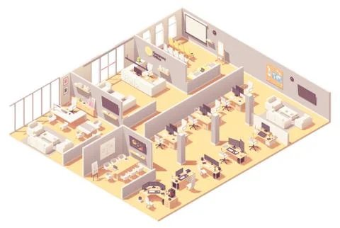 Vector isometric office interior Stock Illustration