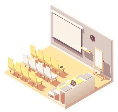 Vector isometric office presentation room interior Stock Illustration