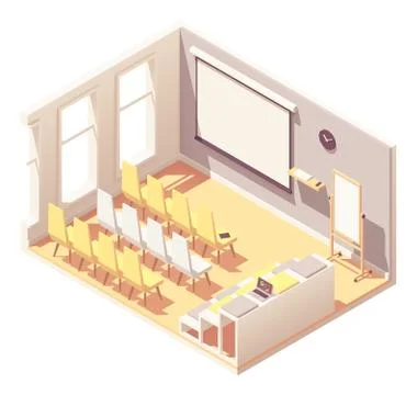 Vector isometric office presentation room interior Stock Illustration
