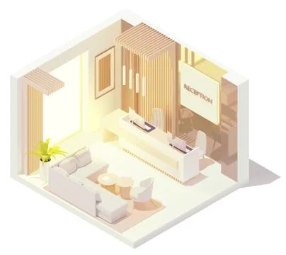 Vector isometric office reception Stock Illustration