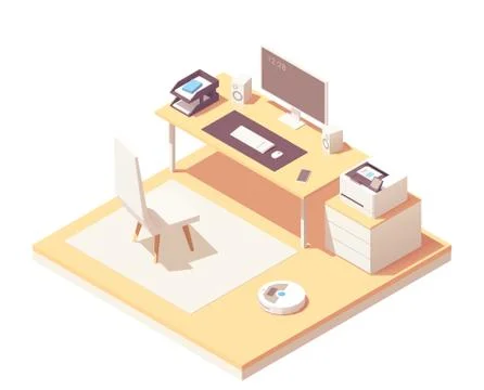 Vector isometric office room 스톡 일러스트