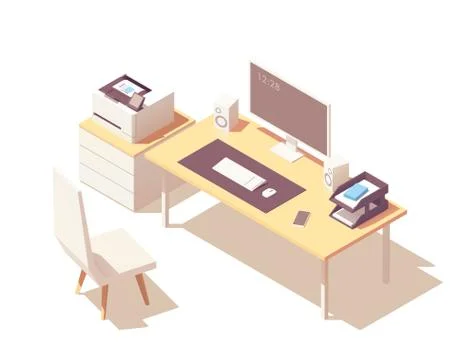 Vector isometric office room Stockillustratie