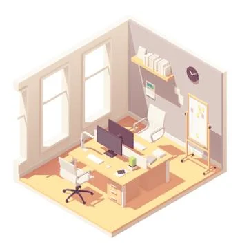 Vector isometric office room 스톡 일러스트