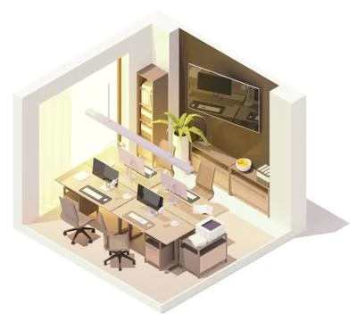 Vector isometric office room Stock Illustration
