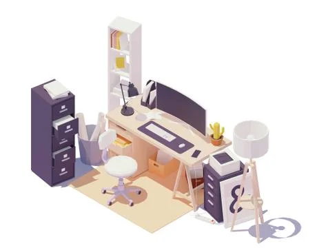 Vector isometric office workplace Stock Illustration