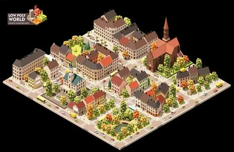 Vector isometric old town map Illustrazione stock