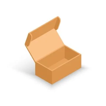 Vector isometric opened cardboard box. Delivery and packaging. Transportation Stock Illustration