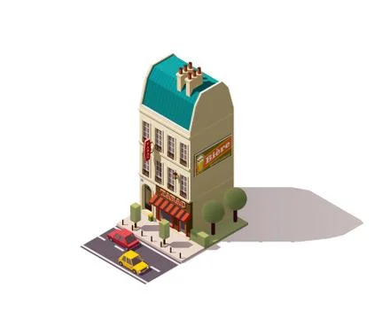Vector isometric Paris building Stock Illustration