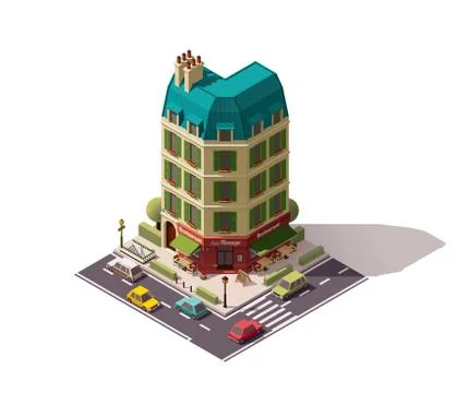 Vector isometric Paris street Stock Illustration