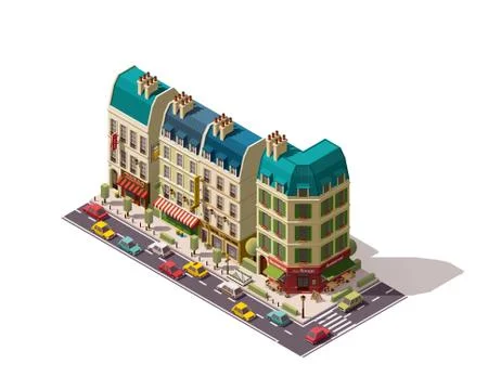Vector isometric Paris street Stock Illustration