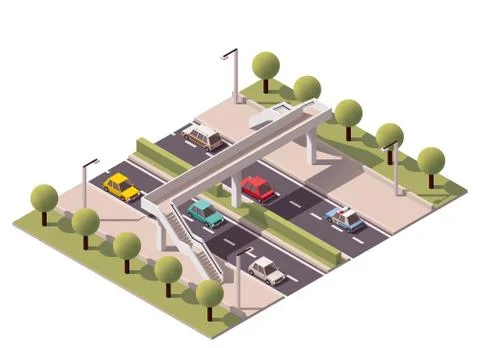 Vector isometric pedestrian bridge Stock Illustration