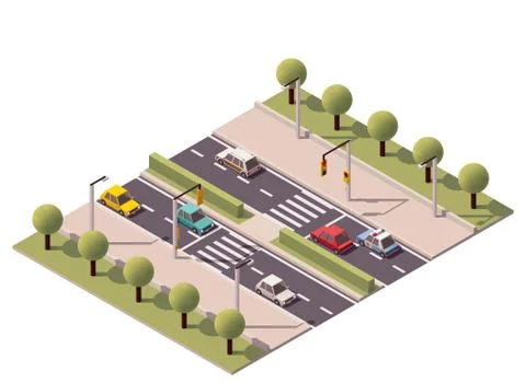 Vector isometric pedestrian crossing Stock Illustration