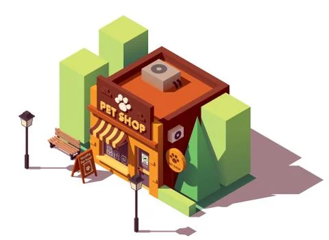 Vector isometric pet store Stock Illustration