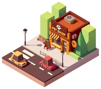 Vector isometric pet store Stock Illustration