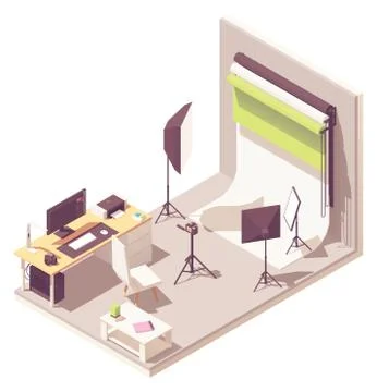 Vector isometric photo studio Stock Illustration