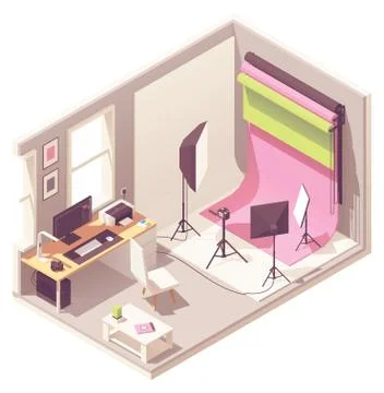 Vector isometric photo studio Stock Illustration