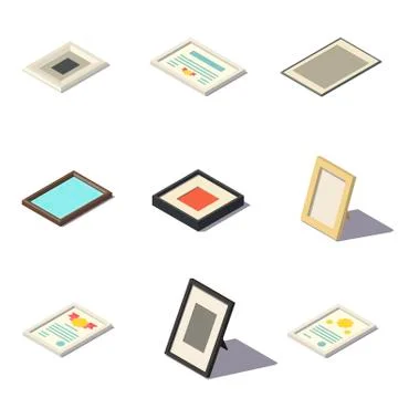 Vector Isometric Picture Frames Stock Illustration