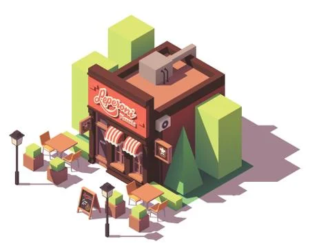 Vector isometric pizzeria building Stock Illustration