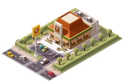 Vector isometric pizzeria Stock Illustration