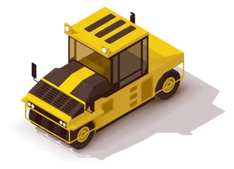 Vector isometric pneumatic road roller Stock Illustration