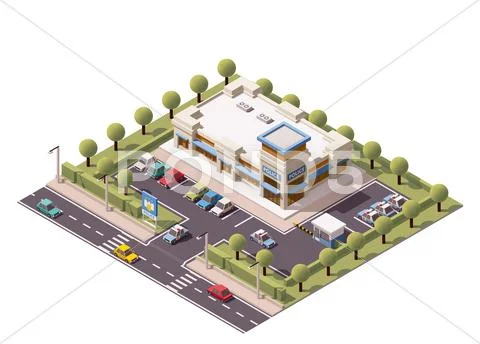 Vector isometric police department Stock Illustration